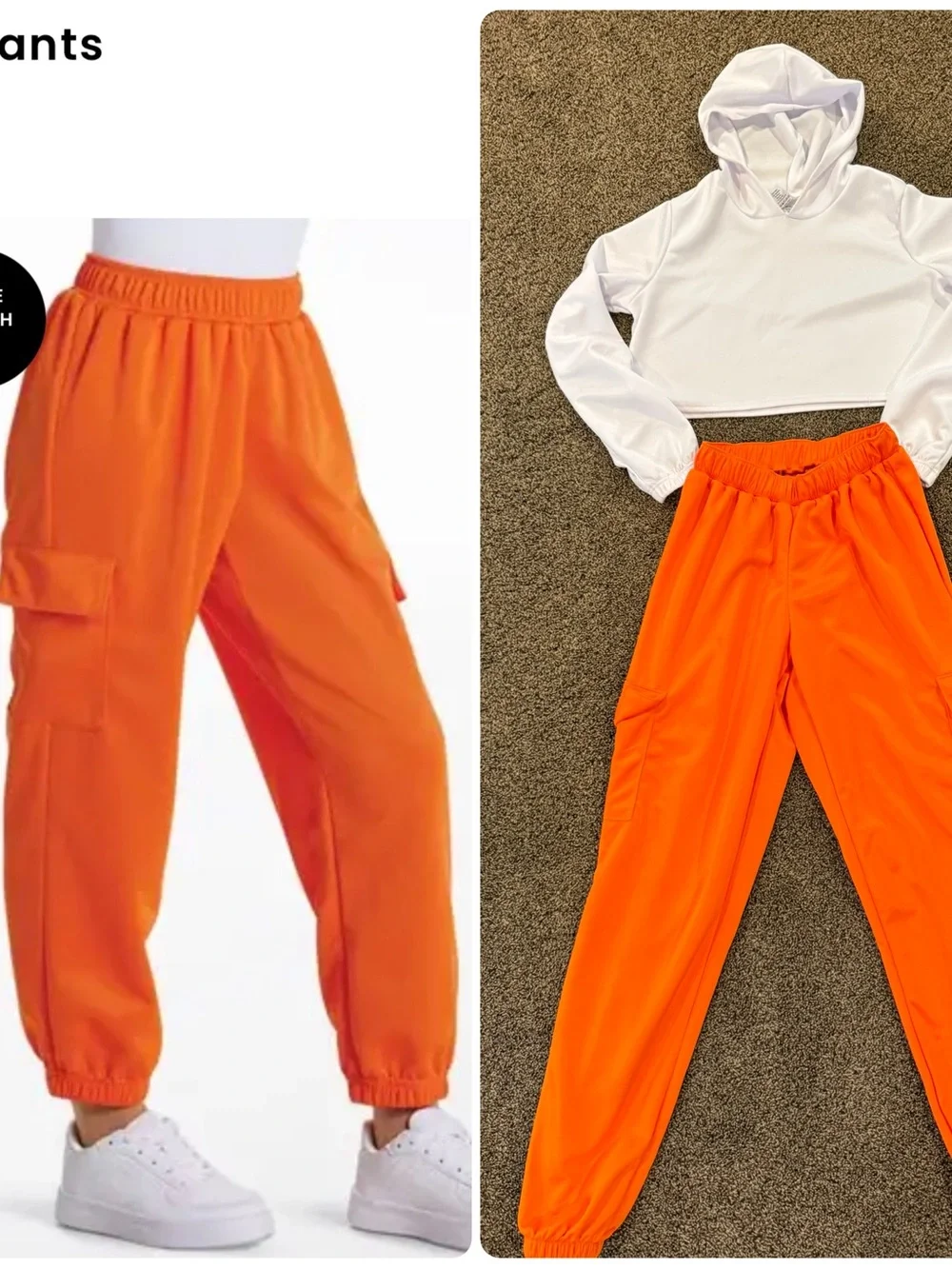 Weissman Bright Orange Cargo Jogger Pants for Kids